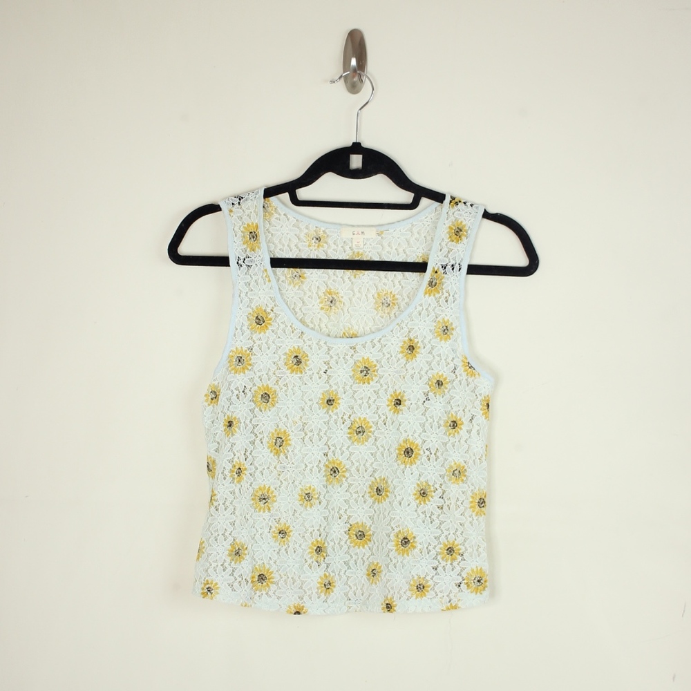 Kids Girls Tank Top Sunflower crochet flowy